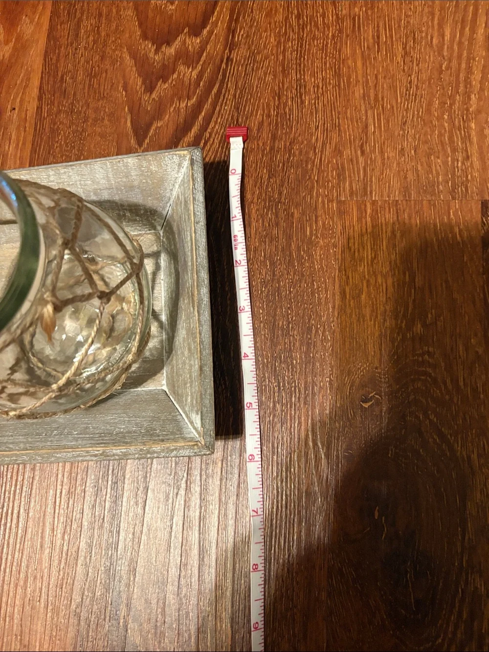 Rustic Glass Votive Trio with Twine on Distressed Tray